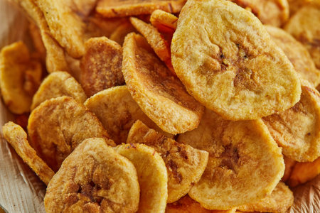 Banana Chips Healthy Food, Dry Fruit and Healthy Vegetable Chips, Healthy Vegan Snack, Mixed Bunchの写真素材