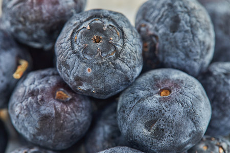 Blueberries are on the plate ready to eat. Close up