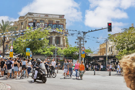 Magen David Square in front of Carmel Bazaar Tel Aviv, Israelのeditorial素材