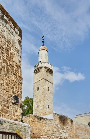 Sidna Omar Mosque in the Jewish Quarter of Jerusalemのeditorial素材