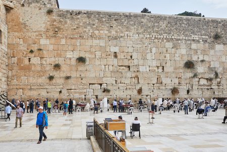 View of the Wailing Wall, the shrine of the Jewish religion in Jerusalem.のeditorial素材