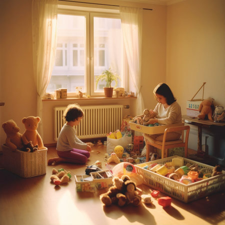 Toys Galore, Childrens Playroom Abuzz with Happiness. Childhood Adventures, Kids Playroom Brimming with Laughterの素材