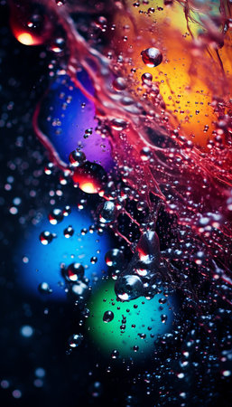 Dynamic Water Droplets in Mesmerizing Bursting Motion: Vibrant and Abstract Background.の素材