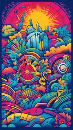 Modernist collages combining various visual elements in a pop-up style. Can be used as wall decoration. Abstract illustrations and patterns where color plays the main role.の素材