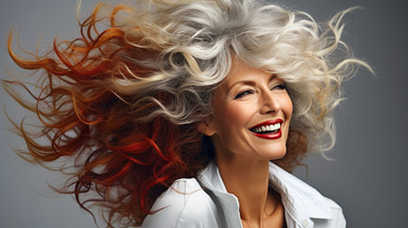Radiant redhead. a captivating portrait of a beautiful and joyful 60-year-old woman.の素材