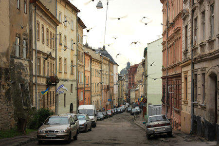 One of the beautiful streets in the Lvivのeditorial素材