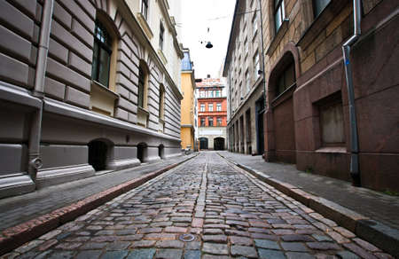 Street in Riga in the early morningの写真素材