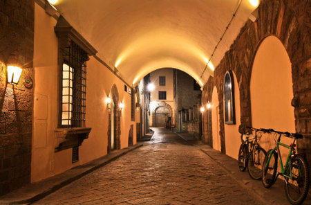 Night street in beautiful italian city Florence