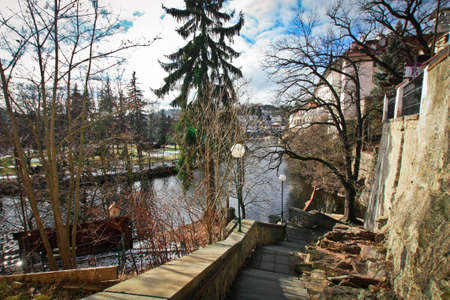 Quay in Krumlovの写真素材