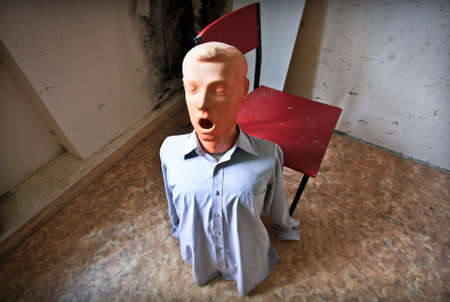 Medical mannequin in the abandoned hospitalの写真素材