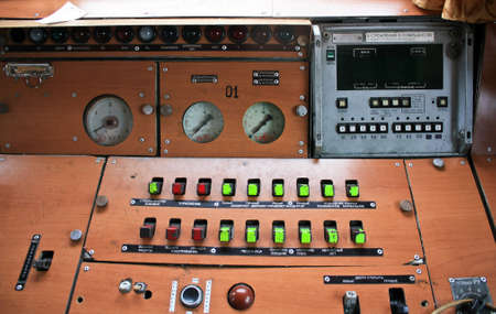 Remote control on the cab of the train driverの写真素材