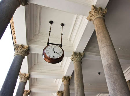 Clock in the passage on Czech townの写真素材