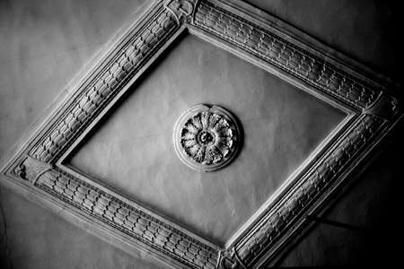 Black and white rhombus stucco in the ceilingの写真素材