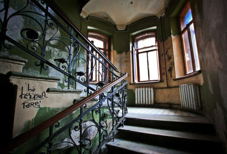 Old staircase in a city in Eastern Europeのeditorial素材