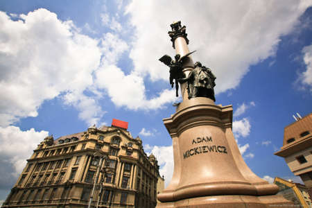 Square sith the monument in Lvivのeditorial素材