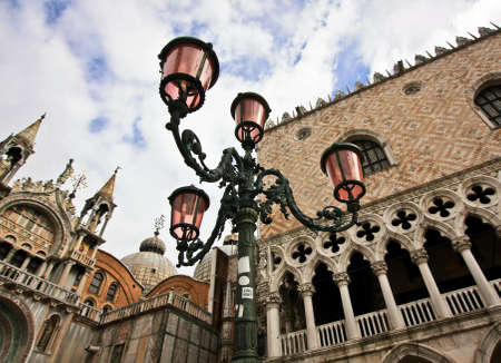 Lantern in the Piazza San Marco in Veniceの写真素材