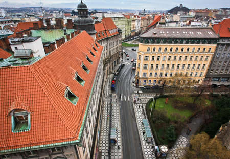 Prague city view from Jindrisska Towerの写真素材