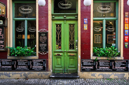 GENT, BELGIUM -NOV 07,2015: Elegant restaurant "Amadeus" Gent, Plotersgracht 8-10のeditorial素材