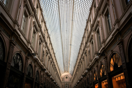 BRUSELLS, BELGIUM -NOV 03,2015: The Galeries Royales Saint-Hubert is a glazed shopping arcade in Brussels that preceded other famous 19th-century shopping arcadesのeditorial素材