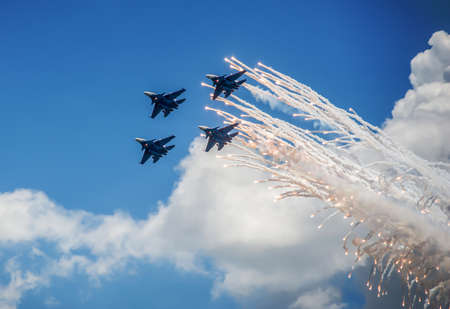 Su-33 military aircraft in the skyのeditorial素材