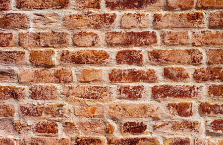 Very old red brick wall. Texture brickwork