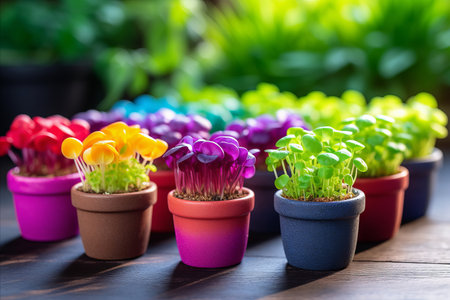 Growing Colorful, Healthy, and Nutritious Microgreens in Bright Lightの素材