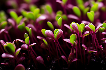 Growing healthy microgreens close-up. View from aboveの素材