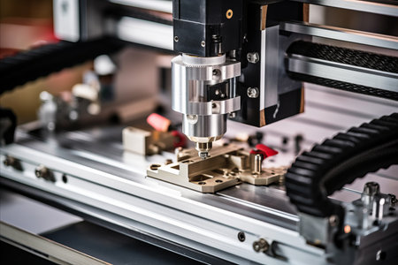 Close-up of a metal CNC routerの素材