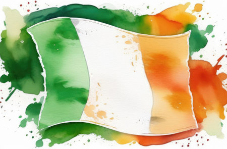 watercolor flag of ireland on white backgroundの素材