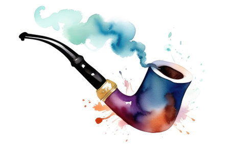 smoking pipe in watercolor style on a white backgroundの素材