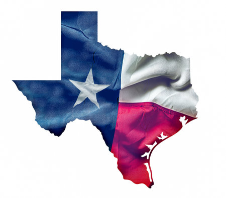 texas state with flag on white backgroundの素材