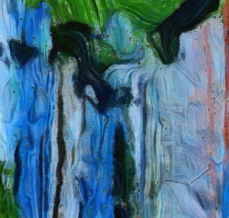 Close up oil paint abstract background. Art textured brushstrokes in macro. Part of painting. Old style artwork. Dirty  texture. Modern pattern. Chaotic splashes. Multi-colors design.の写真素材