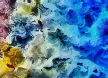 Abstract grunge texture closeup background. Oil painting design pattern. Vintage dry paint brushstrokes artistic artwork. Creative wallpaper.の写真素材