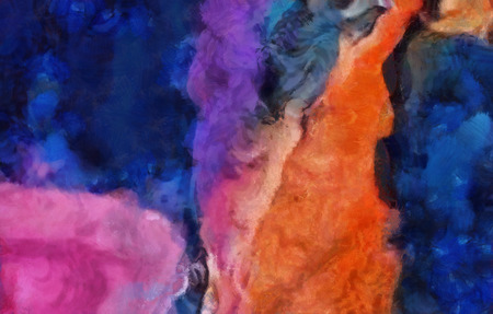 Colorful dirty grunge abstract background. Dry oil paint brush strokes. Close up design pattern.の写真素材