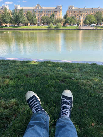 Lazy day in the parkの写真素材