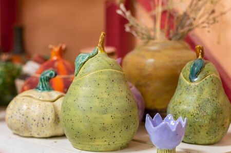 Handmade clay products. Creative workshop for the production of ceramics.の写真素材