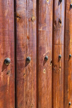 Wood door with metallic insertionsの写真素材