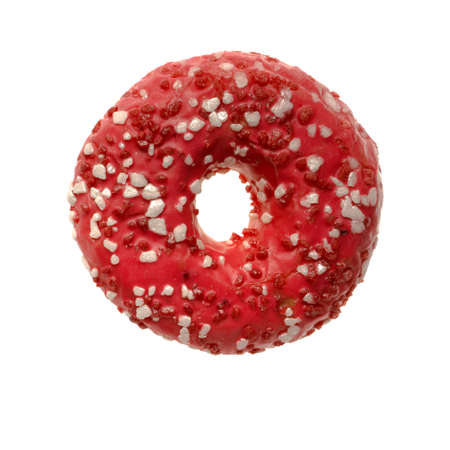 One appetizing American donut, on white background isolatedの写真素材