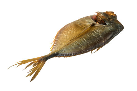 Smoked Vomer fish on a white background, isolatedの写真素材