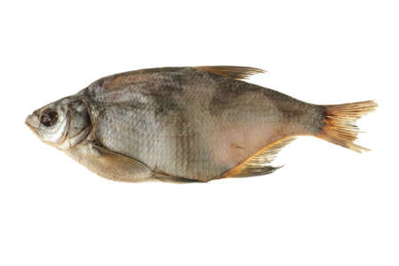 Fish, dried bream, on a white background in isolationの写真素材