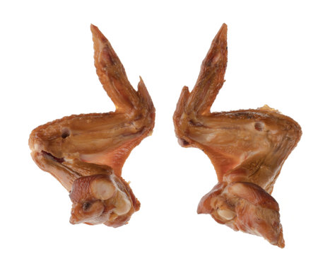 Smoked chicken wings on a white background in isolation