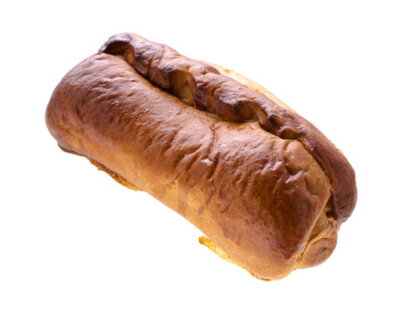 Ruddy bun, confection, on a white background in isolation