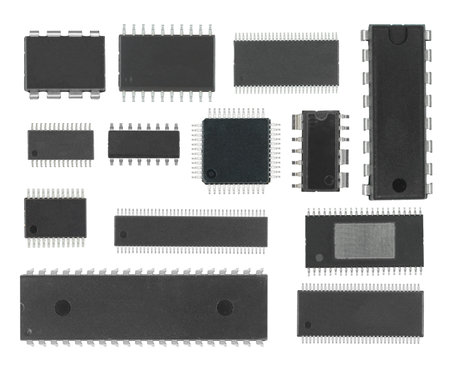 microcircuits, radio components, electronic components, components for electronics, on a white...