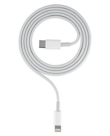 cable with Type-C connector insulated on white background