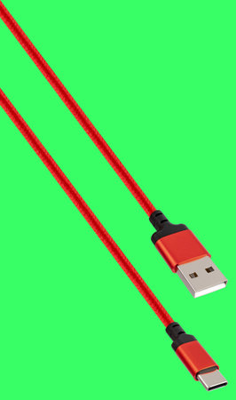 USB and Type-C cable and connector, insulated on white backgroundの写真素材