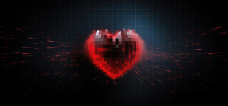 Heart. Abstract heart. Heart and cardiogram. Heart and pulse.の素材