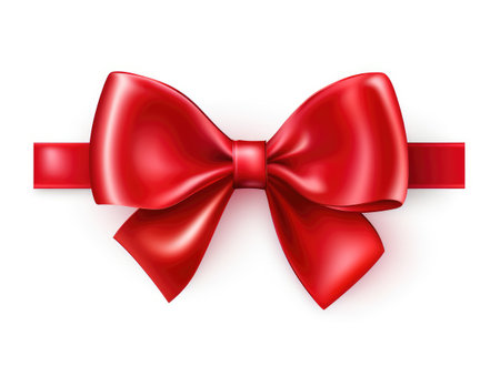 Red bow. A bow on a white background. A gift with a bow. Red bow on white backgroundの素材