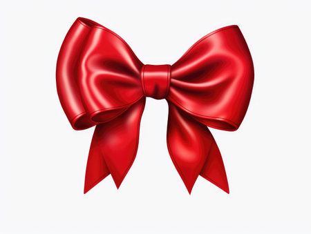 Red bow. A bow on a white background. A gift with a bow. Red bow on white backgroundの素材