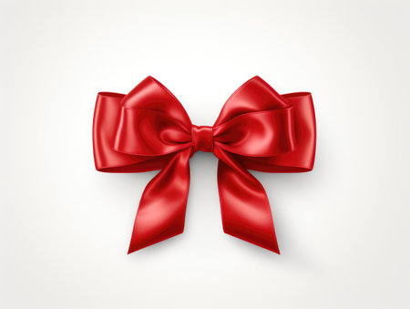 Red bow. A bow on a white background. A gift with a bow. Red bow on white backgroundの素材