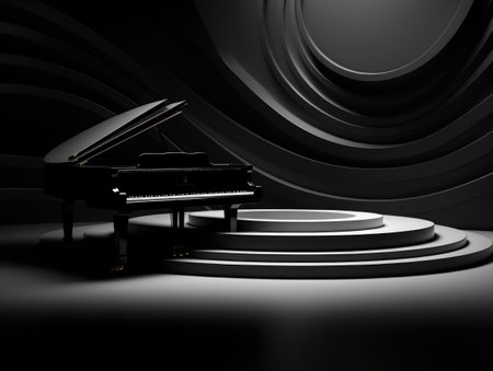 Piano. Abstract piano on black background.の素材